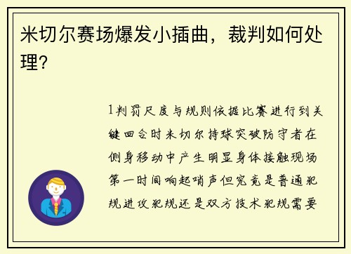 米切尔赛场爆发小插曲，裁判如何处理？